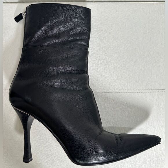 Gucci Black Leather Pointed Toe Ankle Boots Size 37 1/2 US 7 1/2 Original Box - Picture 12 of 16
